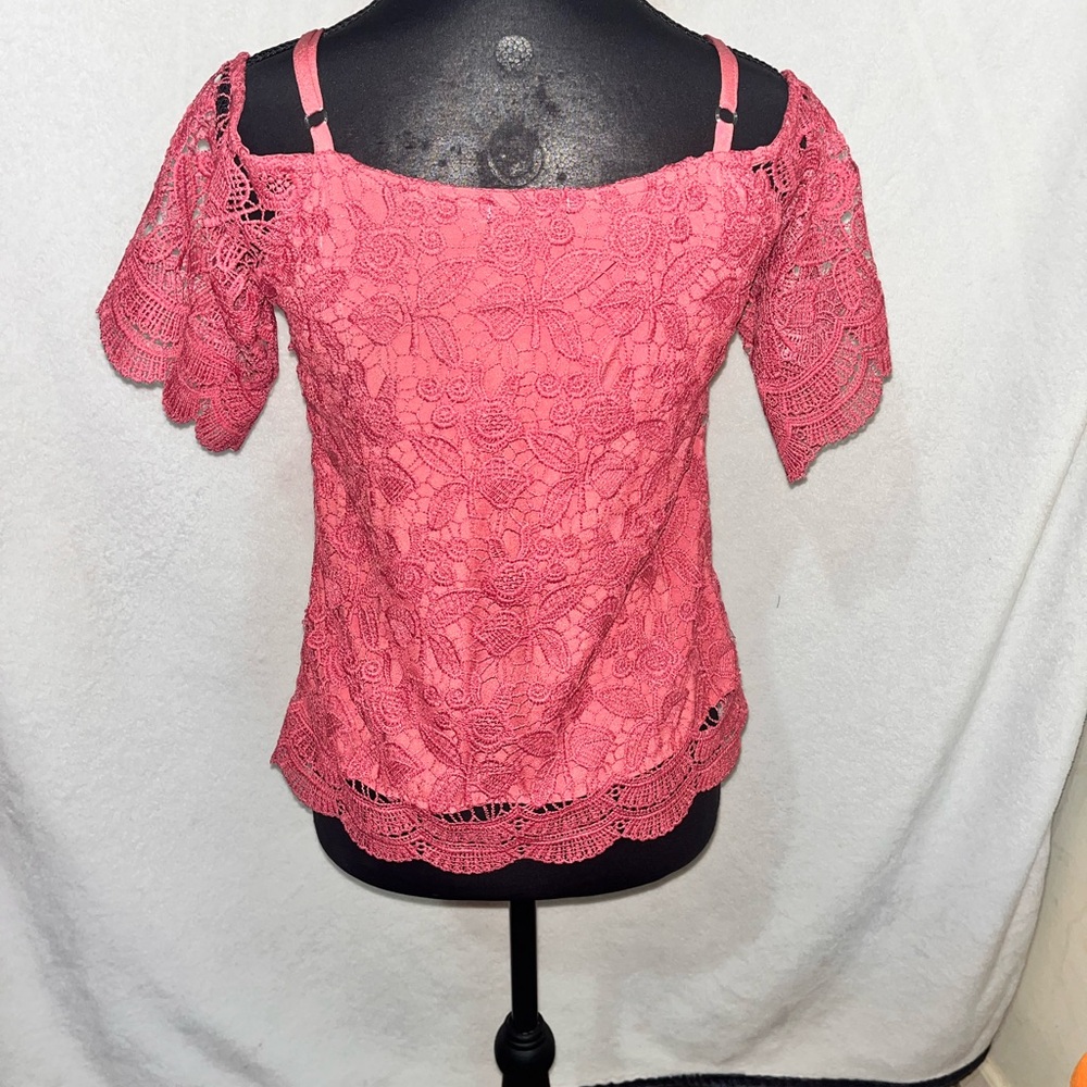 Miss Chievous Lace Off-Shoulder Blouse in Mauve Boho Chic Cottagecore - Picture 5 of 12